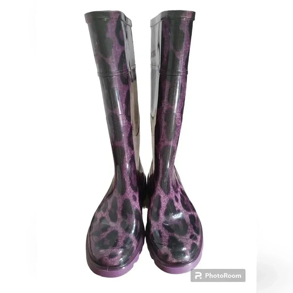 Dolce & GabbanaDolce and Gabbana Purple Leopard Print Wellington Rubber Boots - Picture 2 of 8